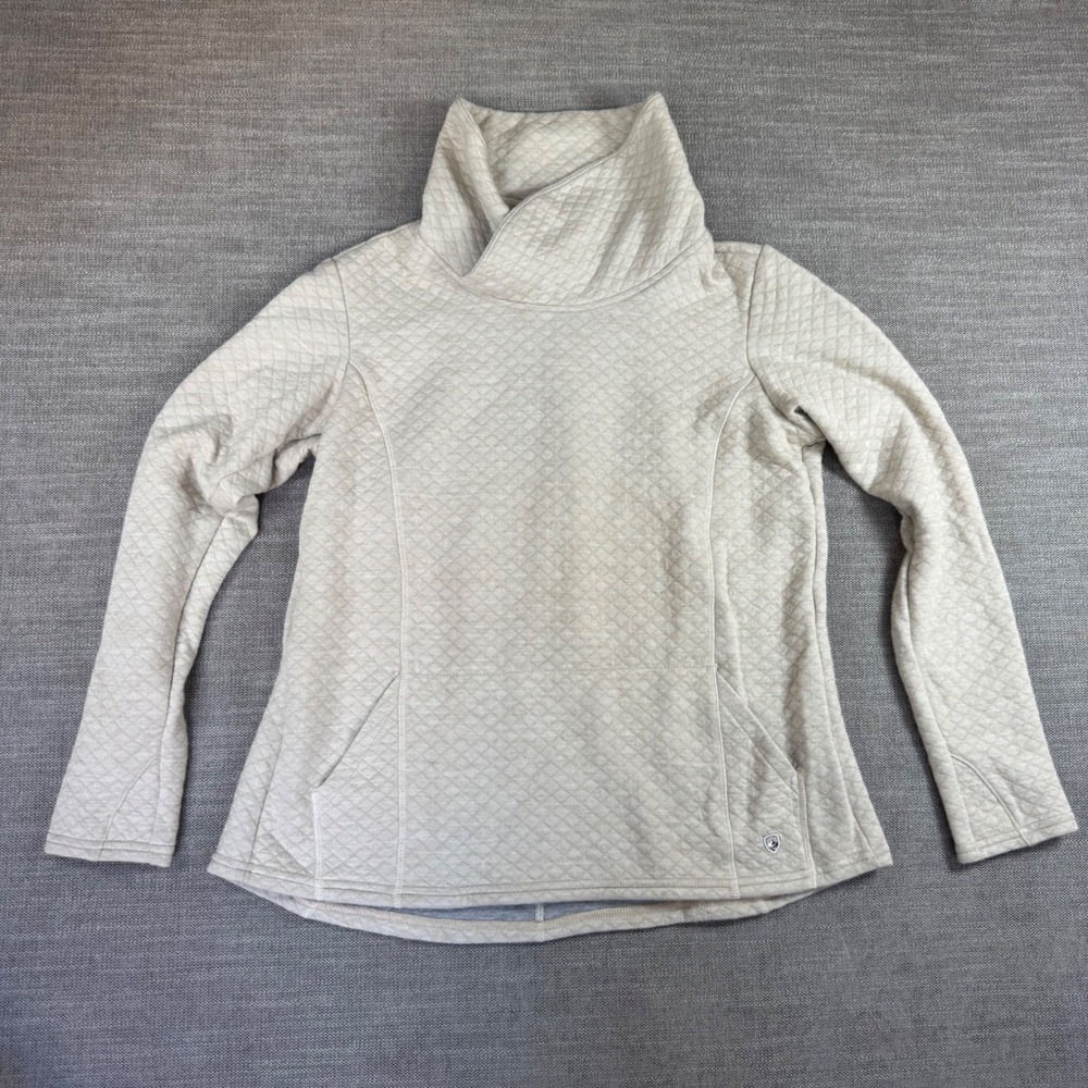 KUHL Athena Pullover Large‎ Wool Blend Cowl Neck Kangaroo Pocket Sweater